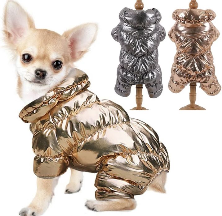 Золотий зимовий комбінезон для собак