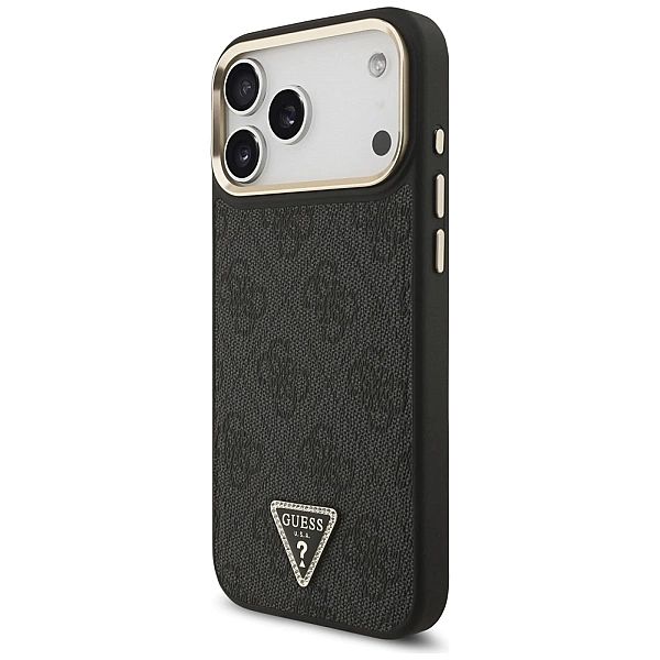 Etui Guess 4G Triangle Logo MagSafe na iPhone 17 Pro Max - czarno-złot