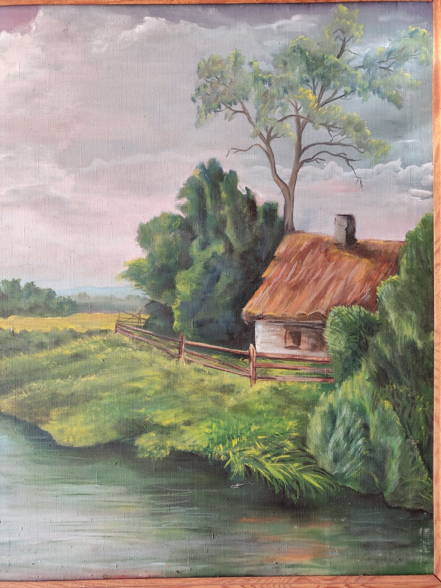 Obraz pejzaż z kaczkami - akryl na płótnie