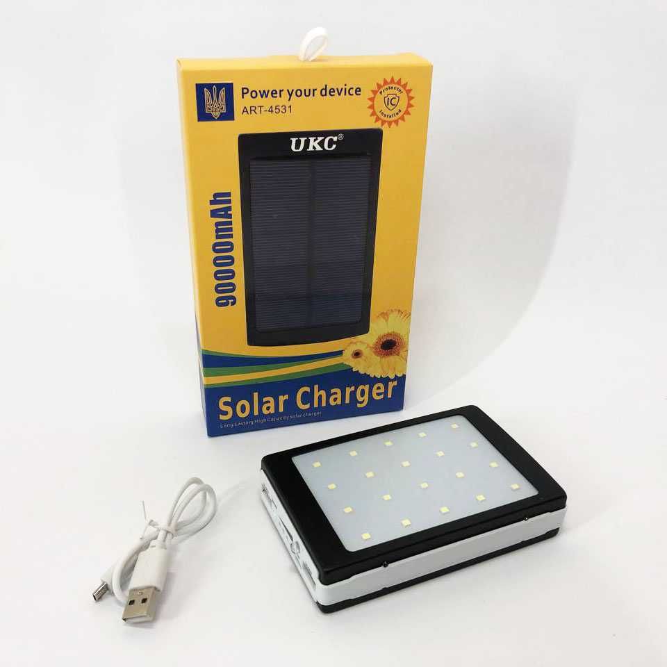 Power Bank Solar 90000 mAh , павер банк з ліхтерем на соняш.батареї