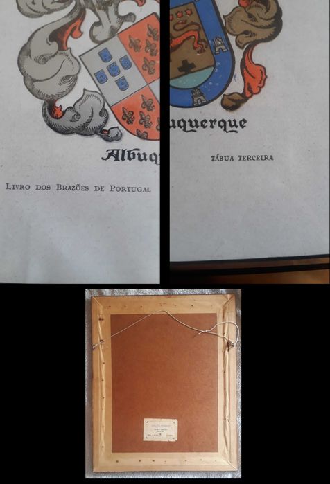 3 Gravuras raras do«Livro dos Brazões de Portugal»(ed.1929)emolduradas