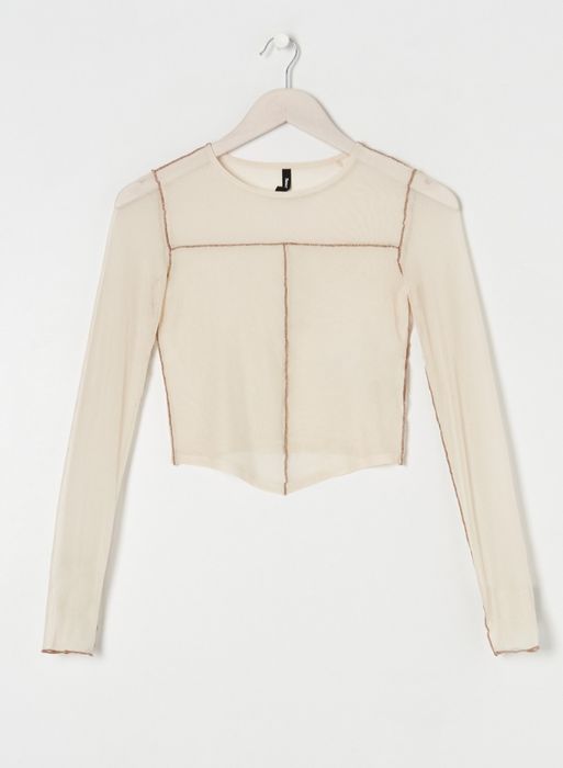 Krótka bluzka crop top z siateczki z długim rękawem