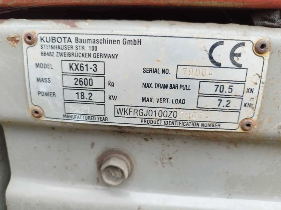 Minikoparka Kubota KX61-3 oryginał 3600 MTH sprowadzona zadbana
