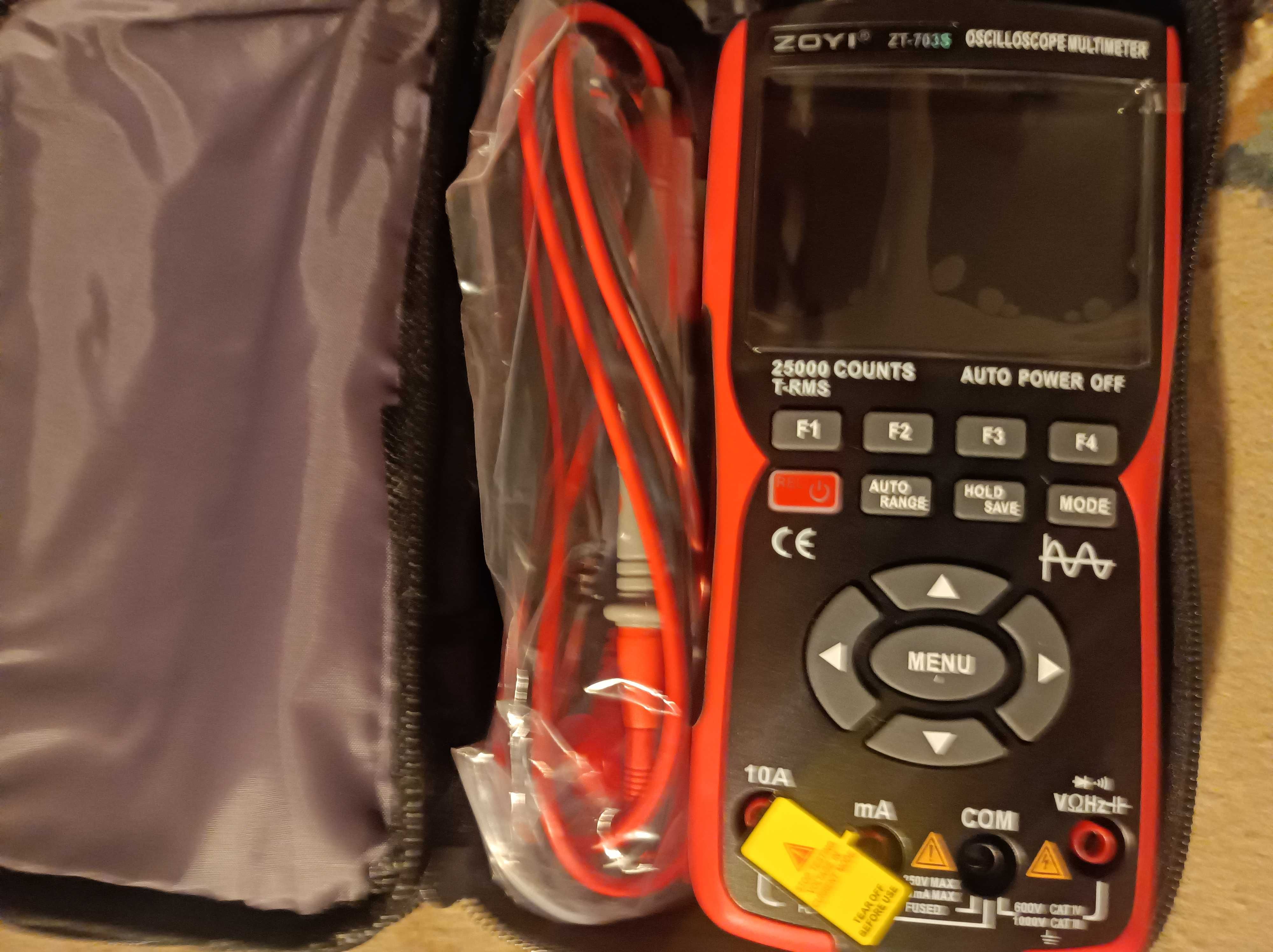 Zoyi ZT-703S oscyloskop 2x50Mhz, multimetr, generator, 2 sondy