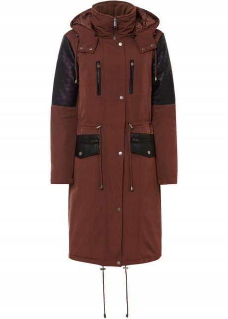 B.P.C parka czekoladowa ze wstawkami z eko skóry 42.