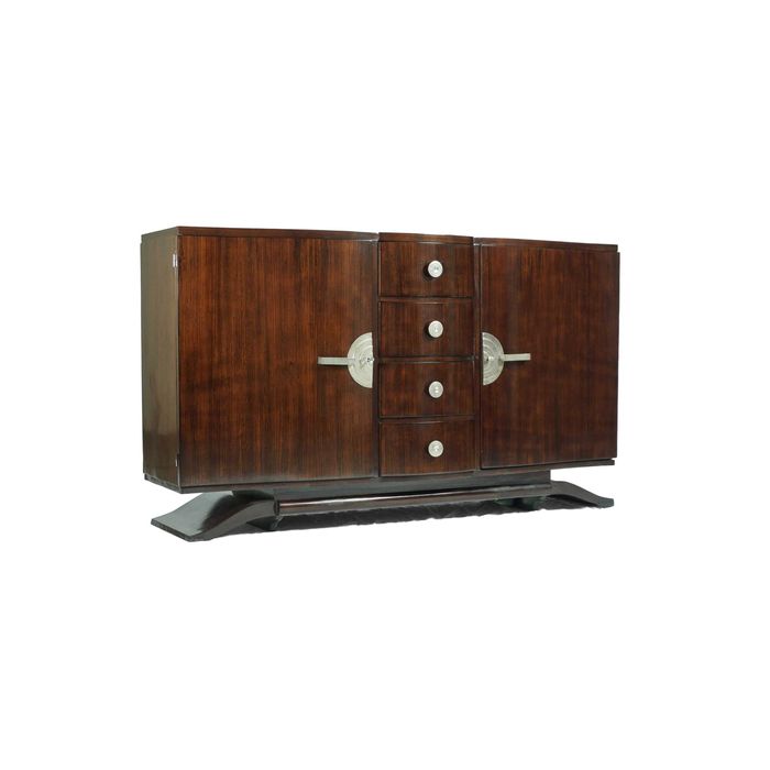 Aparador Art Deco Pau Santo | Século XX | Madeira Nobre Latão Cromado