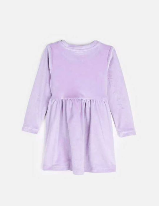 WYPRZEDAŻ Welurowa sukienka na długi rękaw ciepła fioletowa 110 5 lat