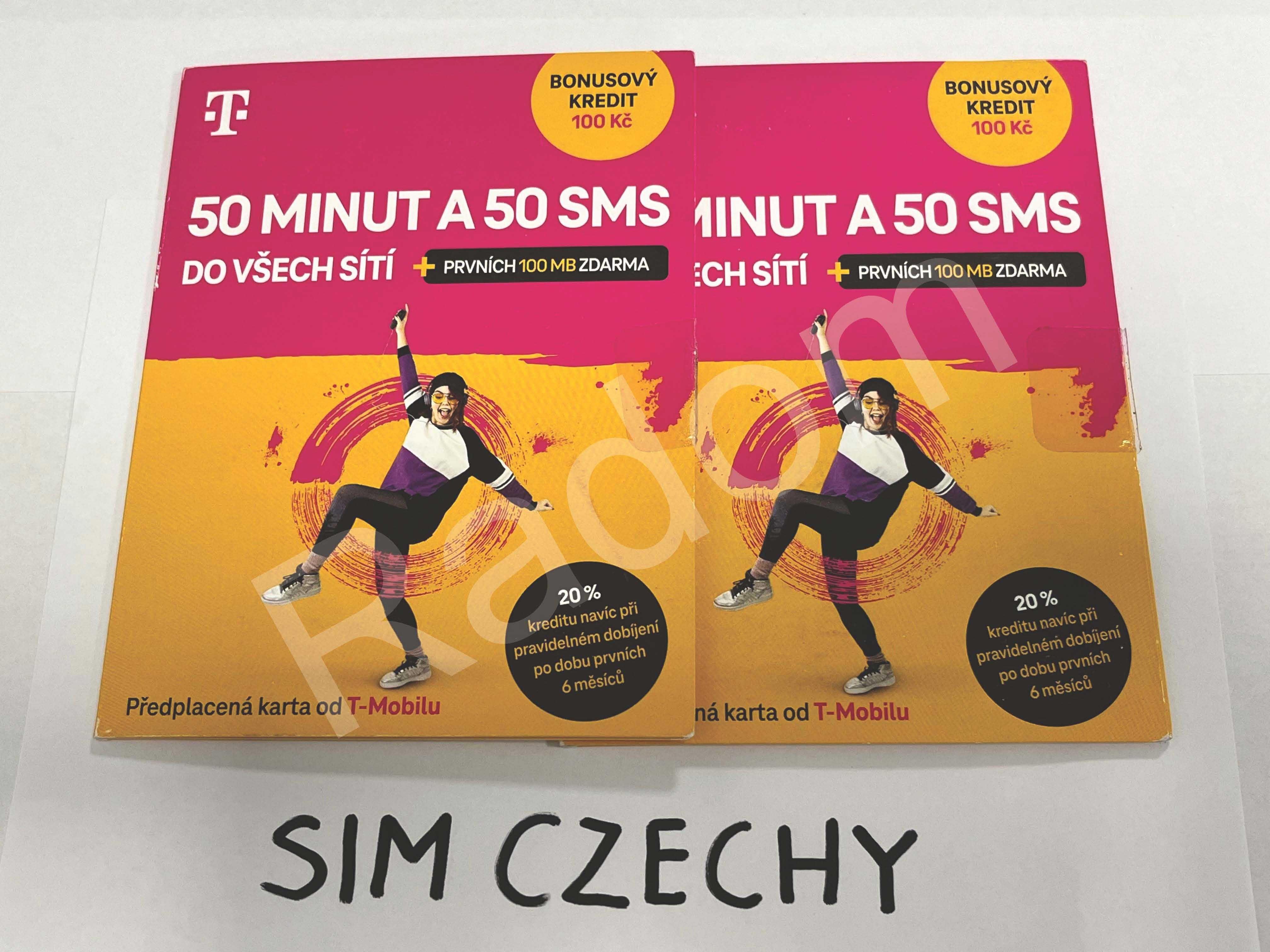 Czechy sim karta T-mobile 100kc saldo nowe startery czeskie tmobile