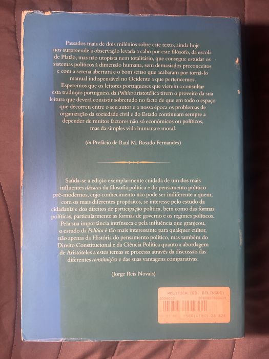 Política – Aristóteles | Edição Bilíngue | Biblioteca Clássica – Vega