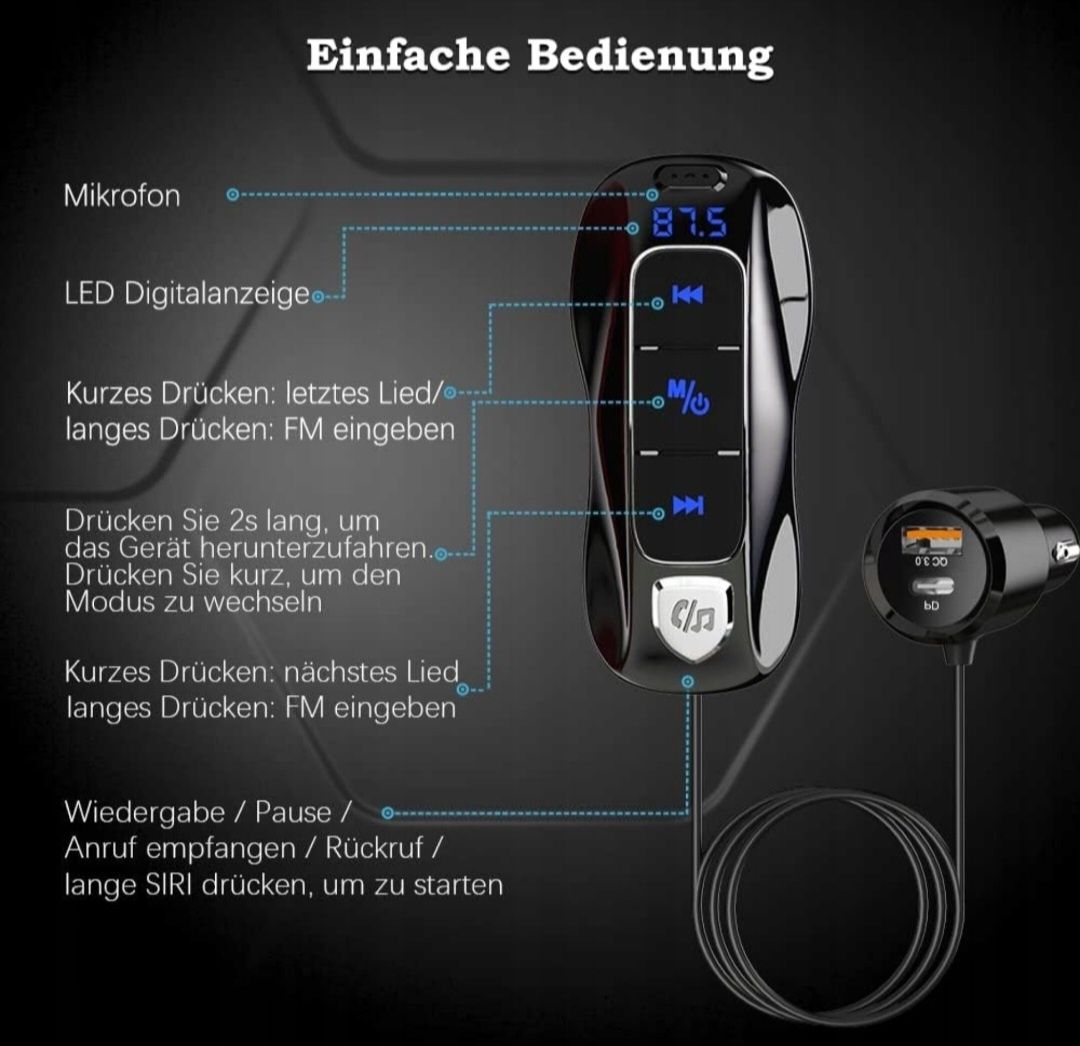 Transmiter samochodowy Bluetooth Sonru BC56 QC 3.0 BT 5.0