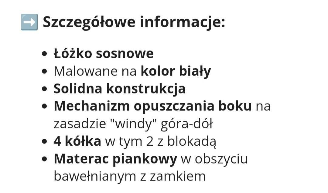 Łóżeczko dostawne sosnowe
