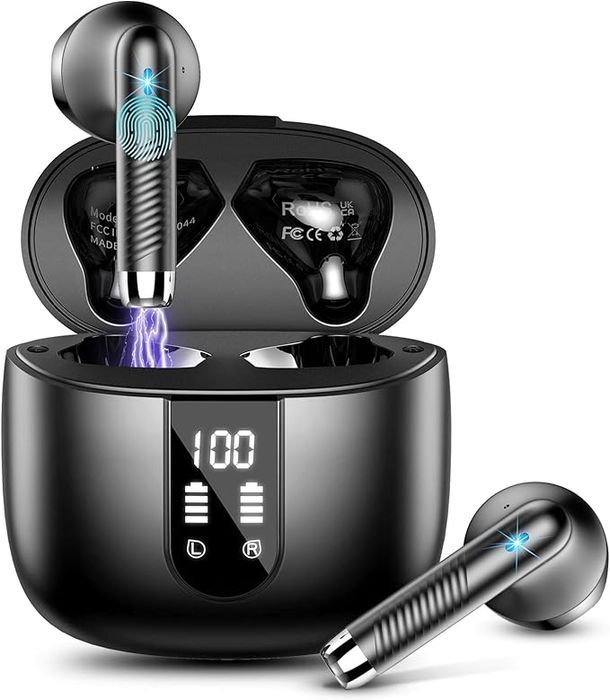 Słuchawki bezprzewodowe Bluetooth Mikrofon etui ładujące IP7 Czarne J5