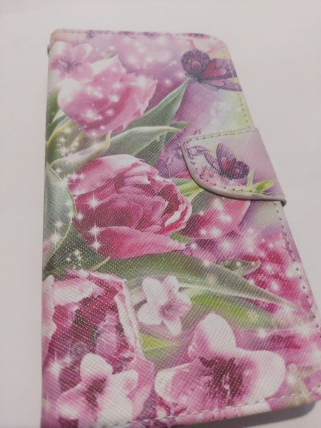 Etui portfelowe do smartfonu z kwiatowym wzorem Samsung Galaxy motyle