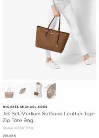 Mala Michael Kors Jet Set leather top zip tote com recibo