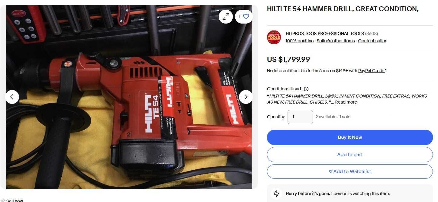 Młotowiertarka Młot Hilti TE-54 Kombi + Kufer + 4 Dłut + Smar Zestaw