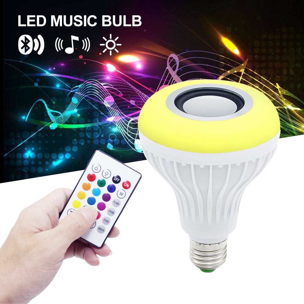 Lâmpada led RGB 12W , alto-falante bluetooth E27