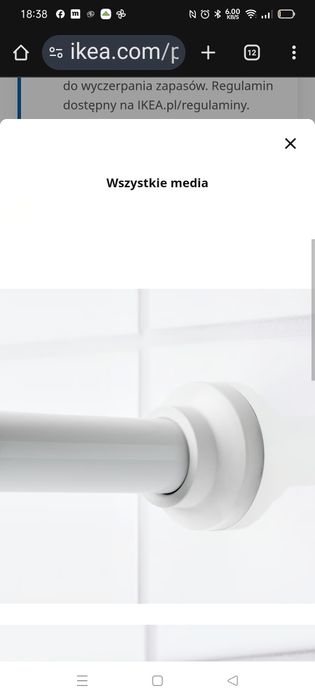 Drążek rozporowy na zasłonkę długi 120 do 200 cm