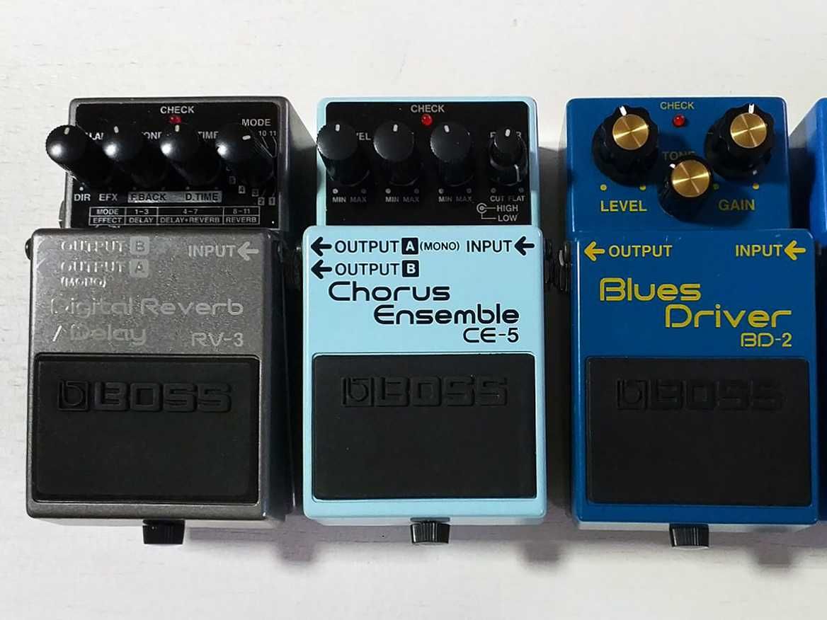 Boss Reverb Delay, Chorus, Blues Driver