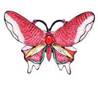 broszka emaliowana Motyl różowa kryształki