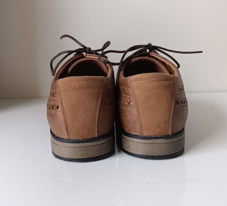 Super buty półbuty męskie brązowe sznurowane oxfordy mokasyny jesień43