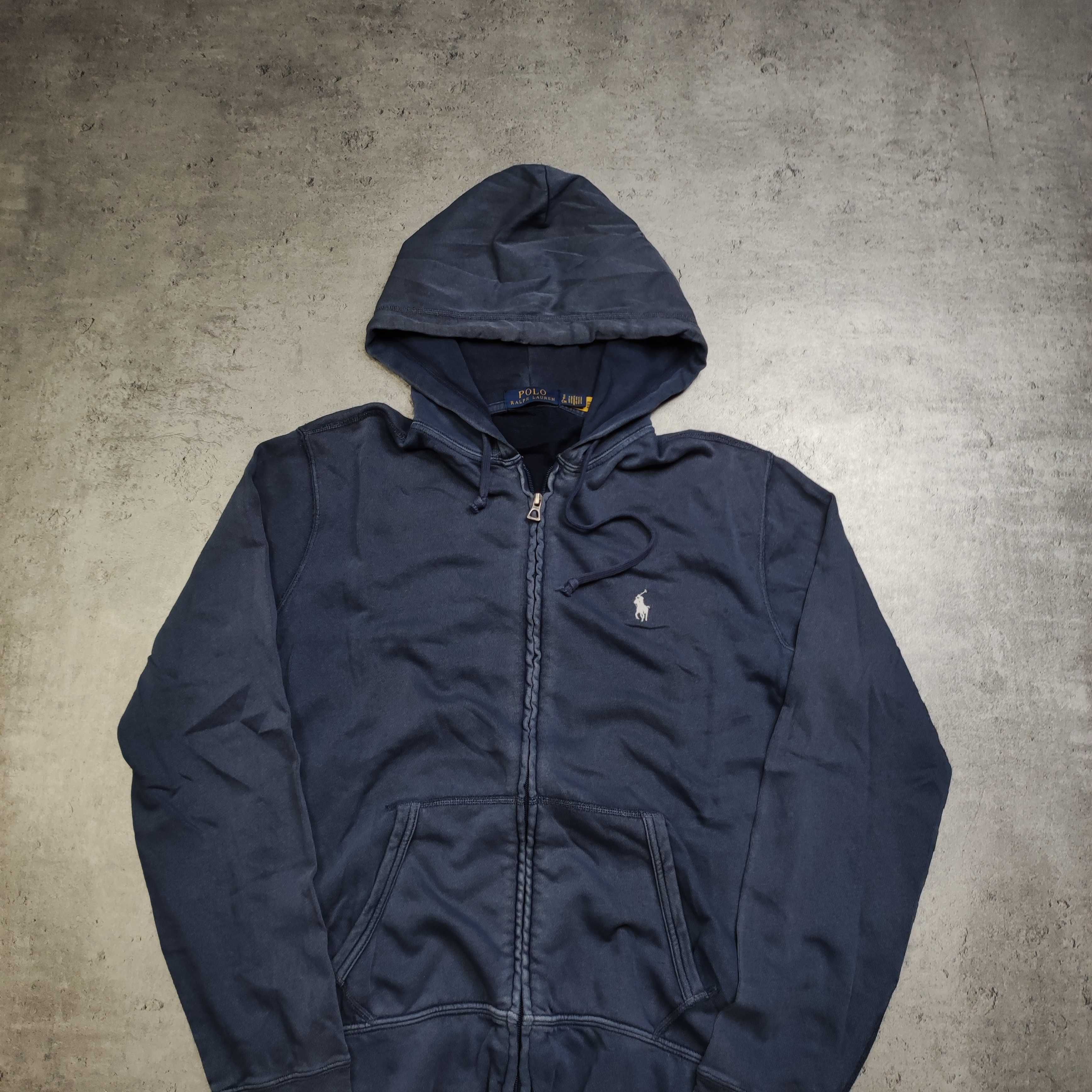 MĘSKA Granatowa Rozpinana Bluza z Kapturem Hoodie Ralph Lauren POLO