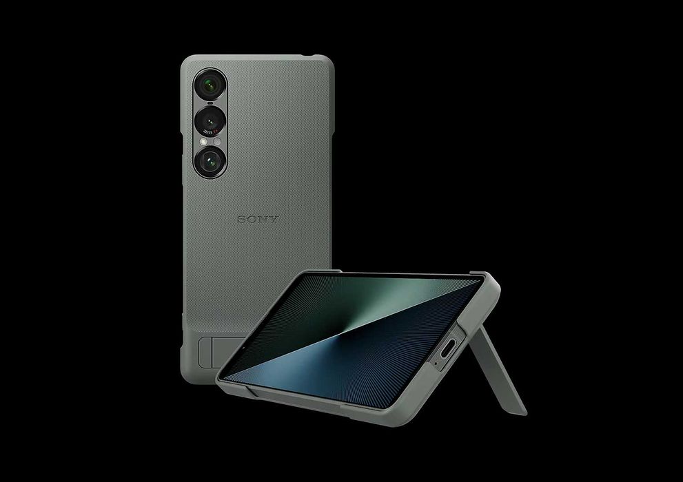 Sony - Stylowe etui zpodstawką do Xperia 1 VII, Moos Green,Zieleń mchu