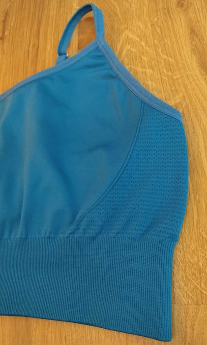 Nowy top, biustonosz sportowy bezszwowy, Oceanic-Morski, rozm. S/M.