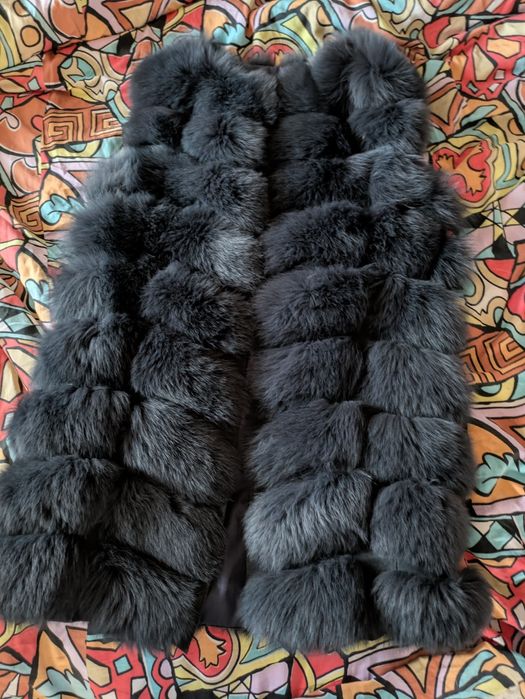 Kamizelka z futra lisa xxl długa 90cm