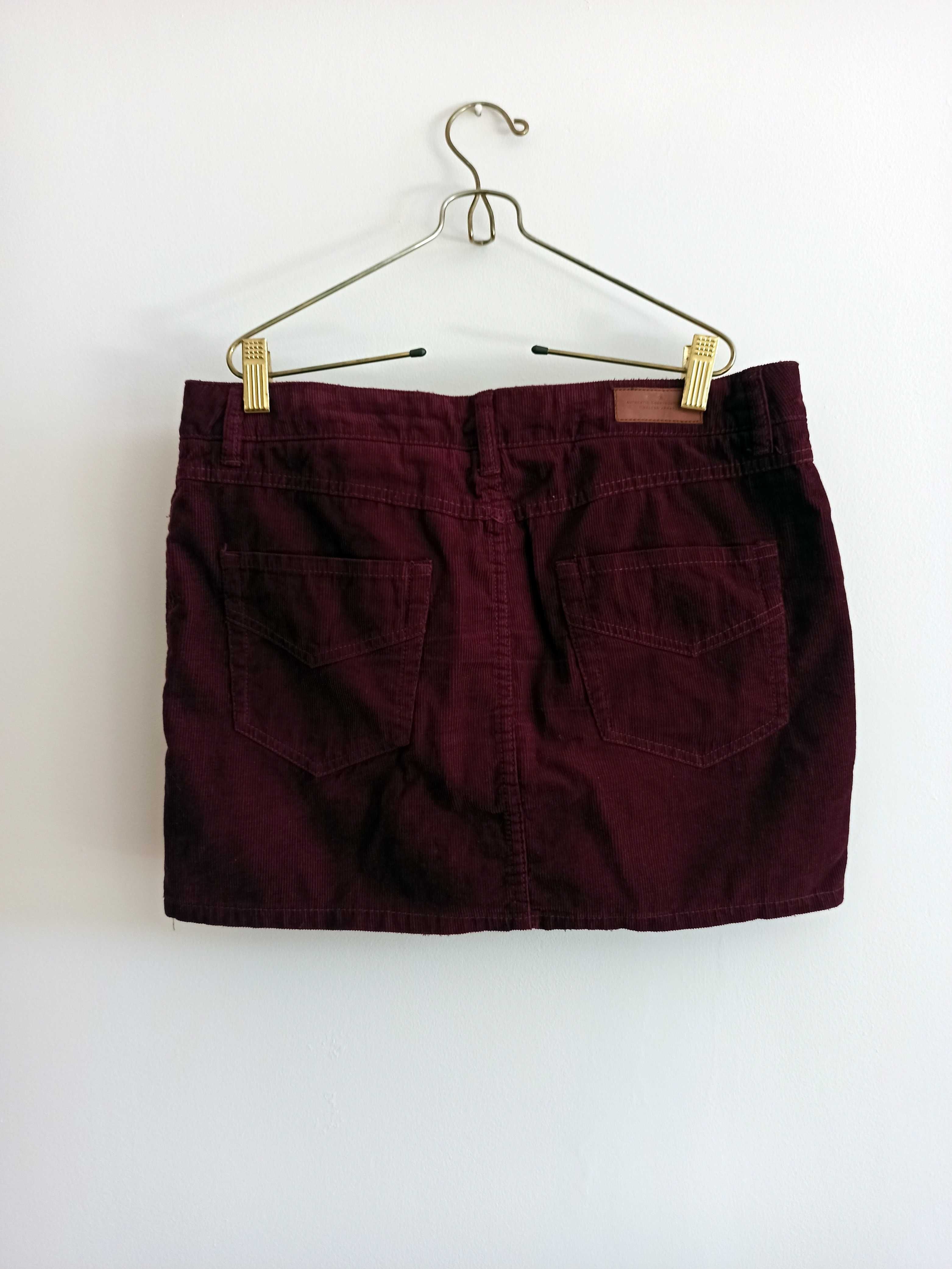 Bordowa burgundowa spódnica mini H&M sztruksowa bawełna 100%