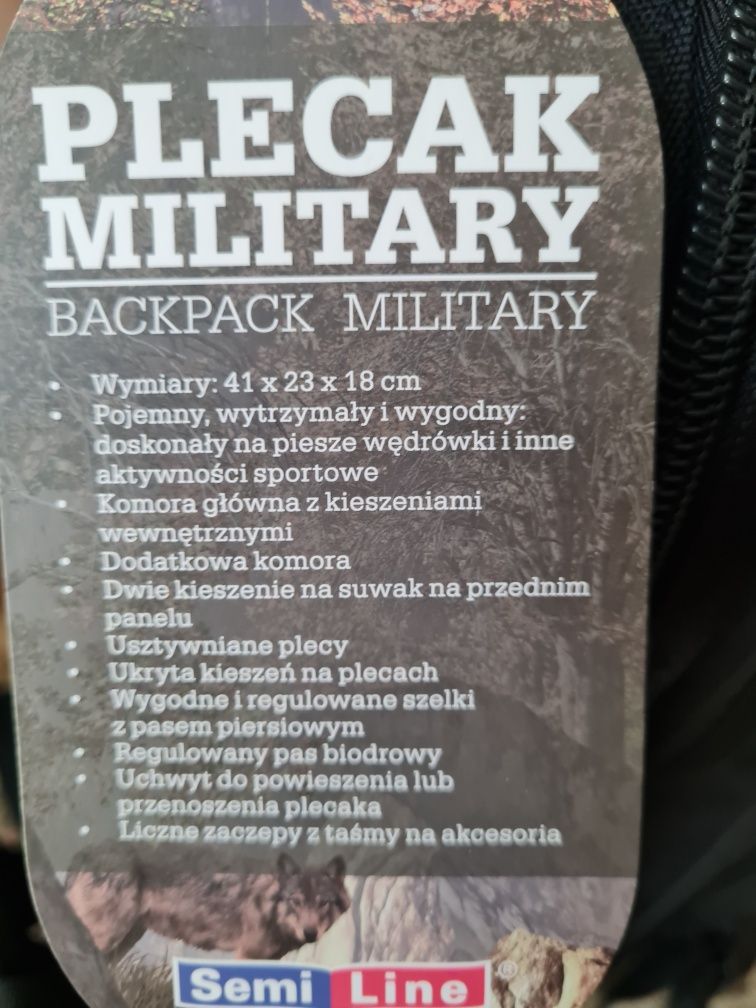 Plecak militarny  czarny nowy SEMI LINE