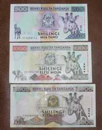 Banknoty Tanzania 500, 1000, 5000 szylingów - zestaw b. rzadki