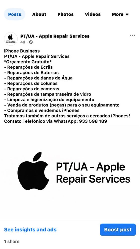 Serviço de Reparação de iPhones