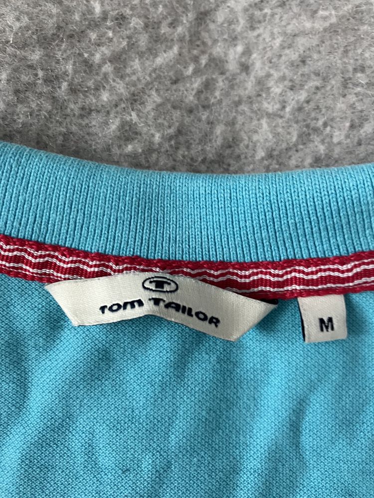Koszulka polo damska Tom Tailor M 100% bawełna, taliowana, niebieska