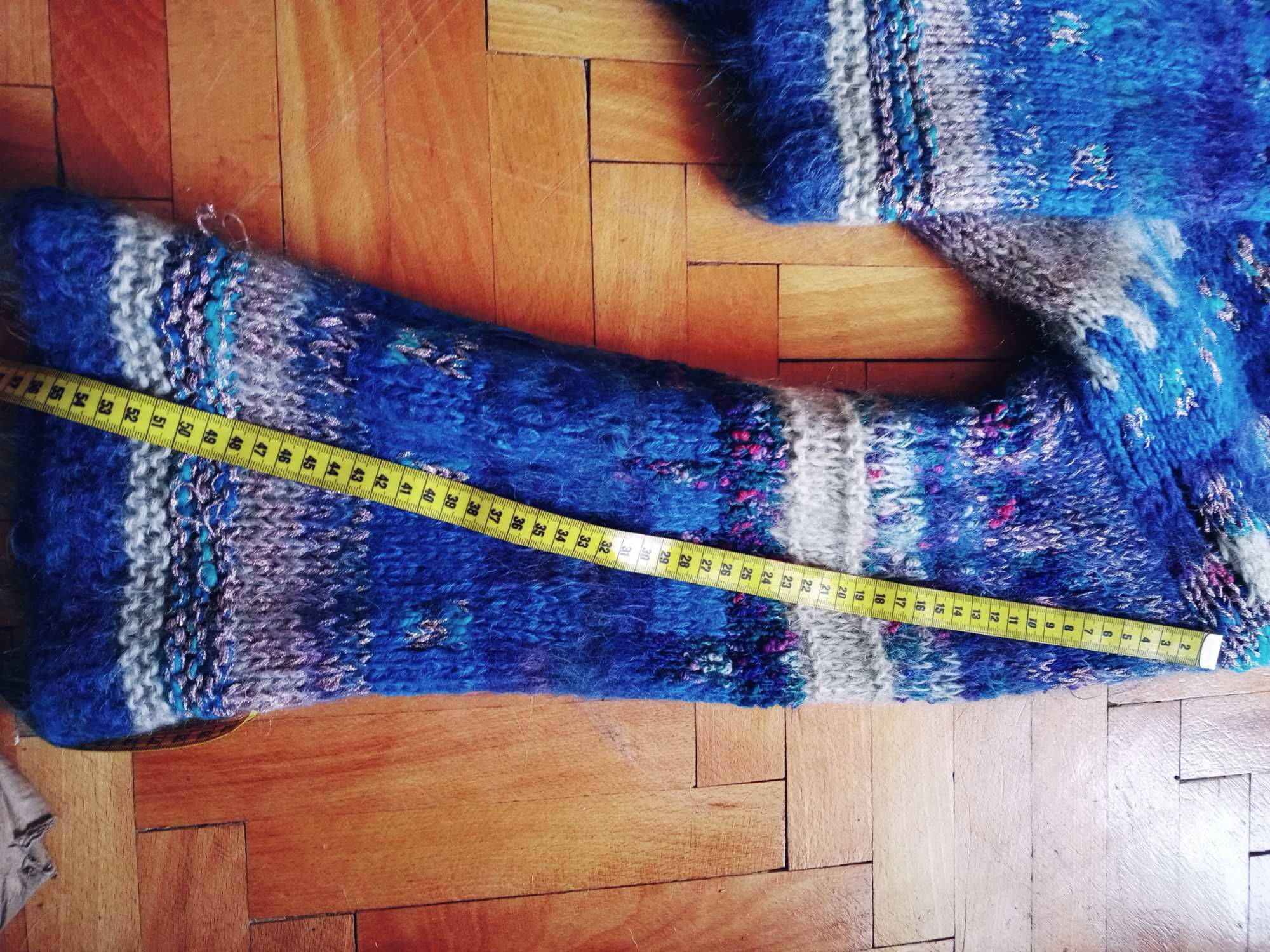 Długi sweter , handmade, wełna , boucle