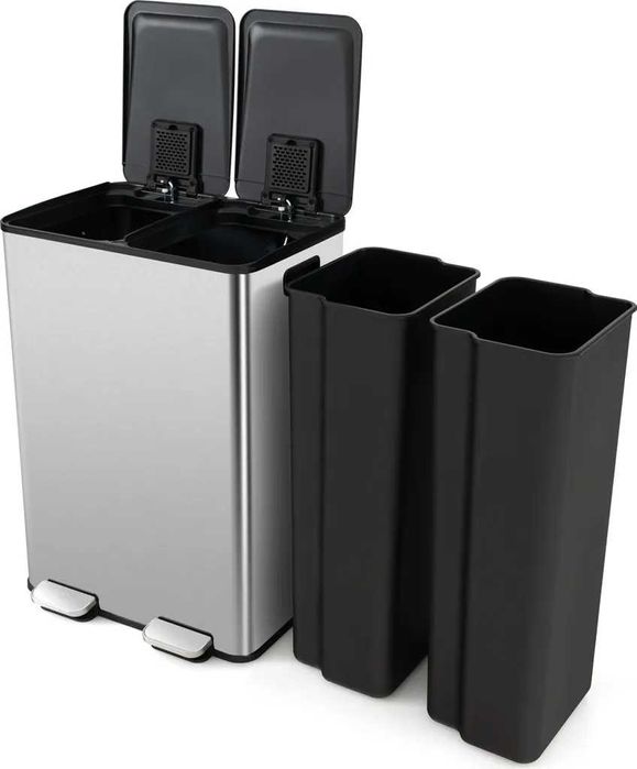 Kosz na śmieci COSTWAY 60L stal nierdzewna, 2x30L kosz na śmieci