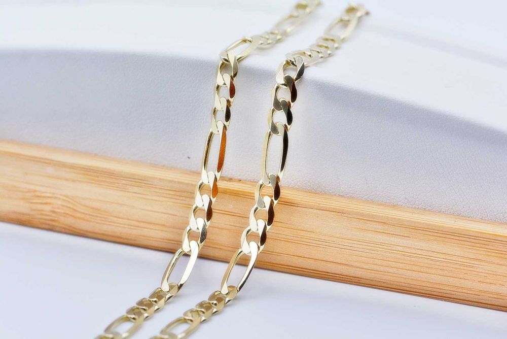 ZB099 Solidny złoty łańcuszek żółte złoto 375 9k SPLOT FIGARO UNISEX