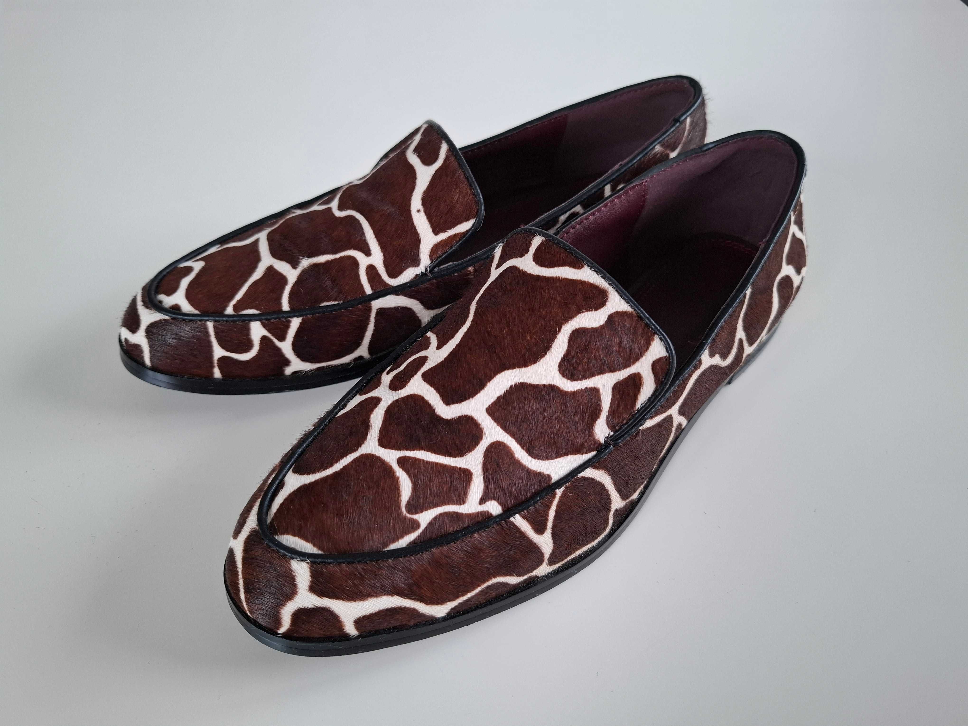 Buty damskie wzór żyrafa, 37, eleganckie loafersy ze zwierzęcym wzorem