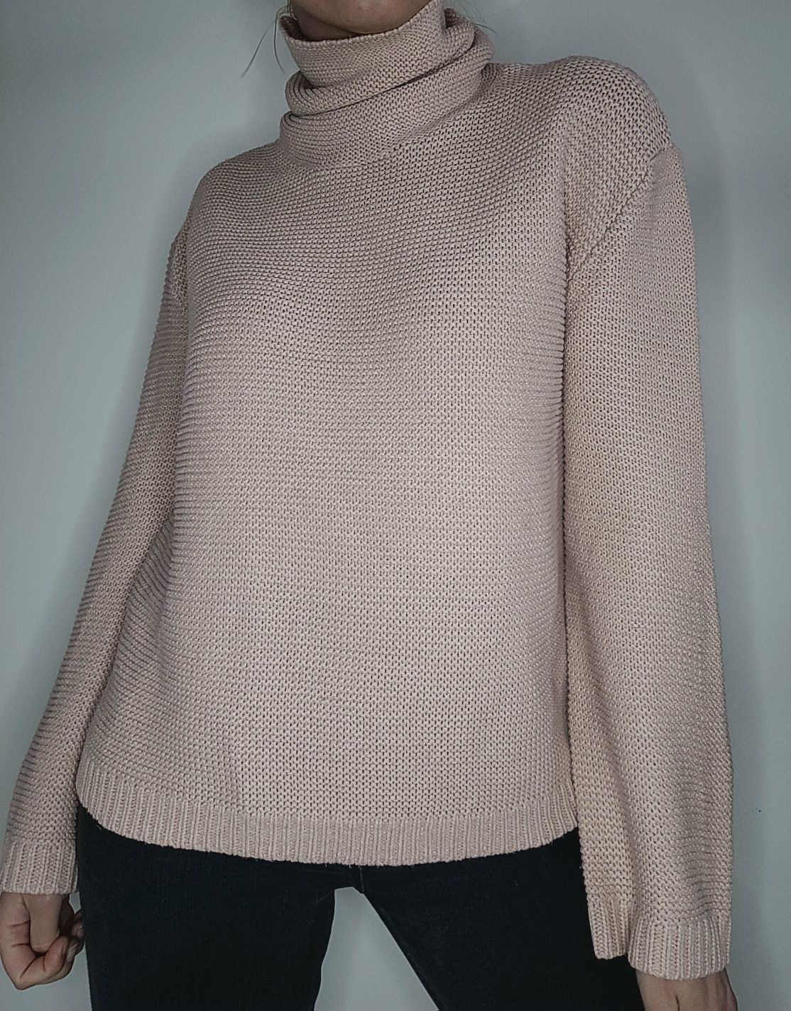 Gruby sweter z golfem oversize H&M