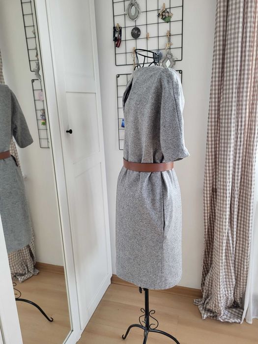 Massimo Dutti 38 szara sukienka wełna