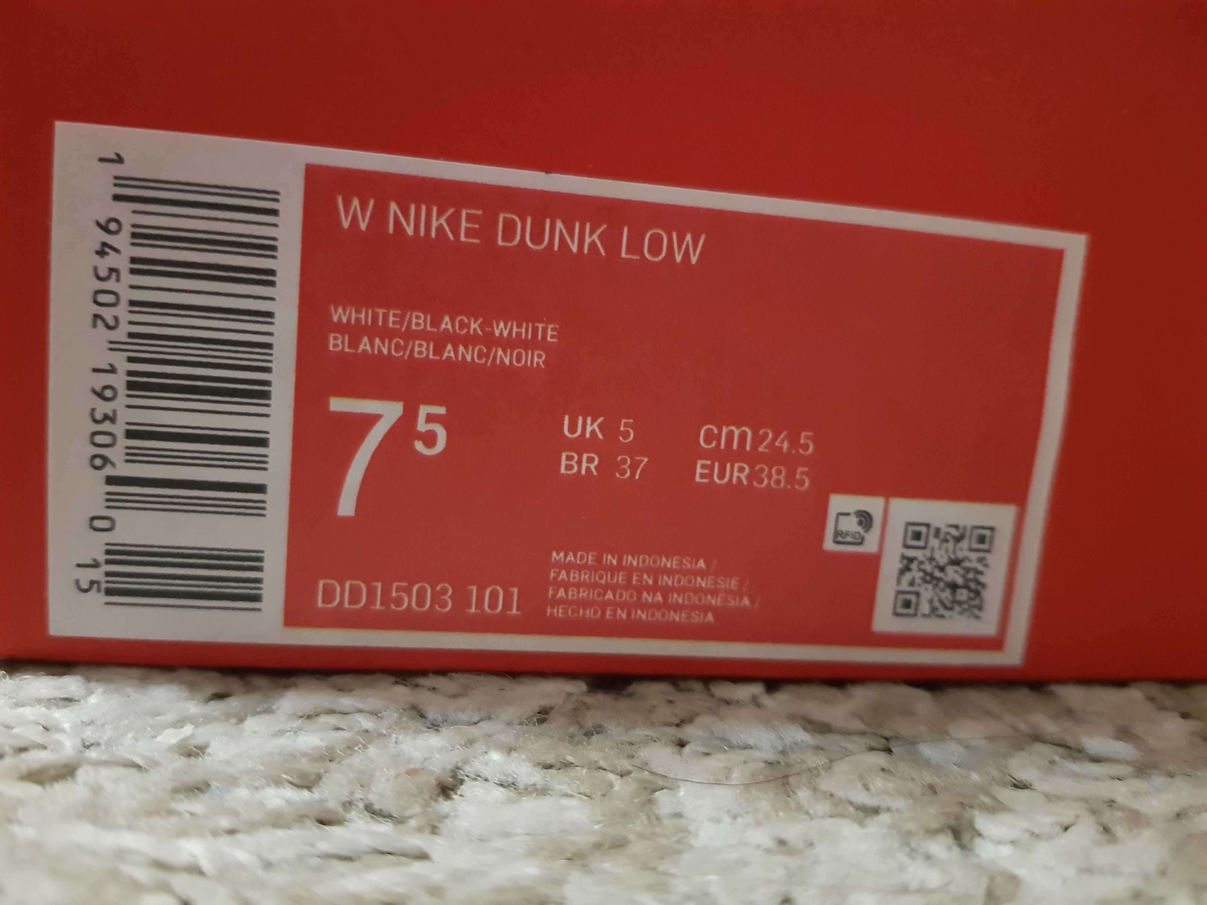 Nike 38,5-7,5US W dunk low panda nowe og box białe czarne