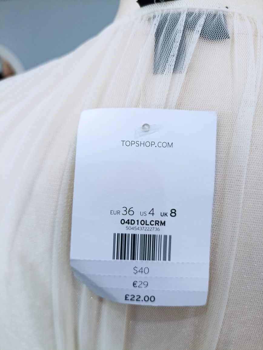 Nowe białe body z szyfonem, Topshop, rozm S