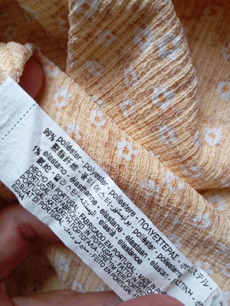 ZARA 8-10L długa żółta spódnica kwiaty kwiatuszki tkanina strukturalna