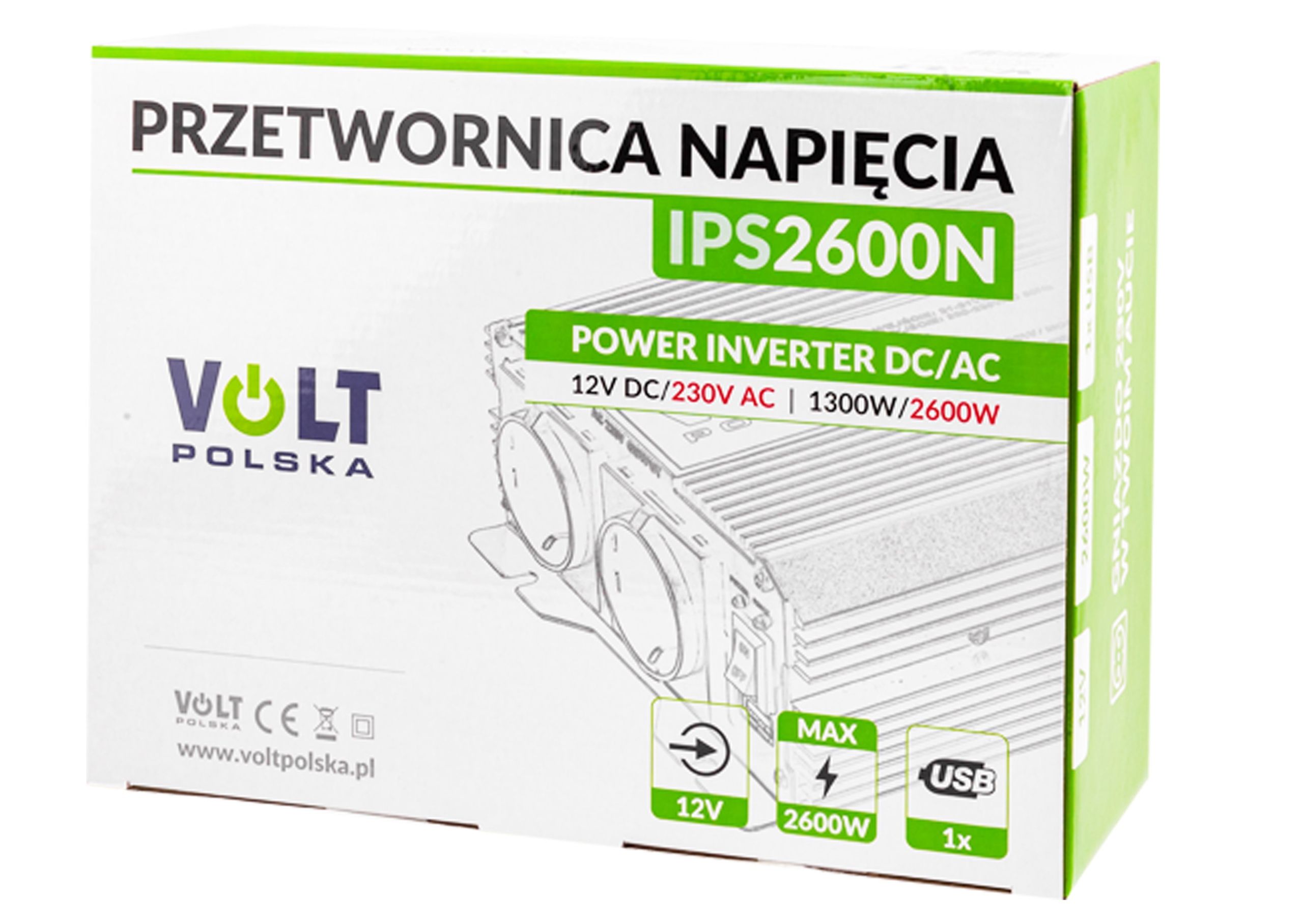 Przetwornica 12V 230V samochodowa napięcia 2600W IPS-2600N (PRZ156)