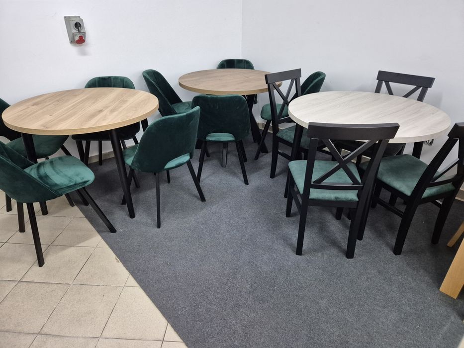 Wyprzedaż! Stoły okrągłe rozsuwane do 2m + 4 krzesła dostępne od ręki