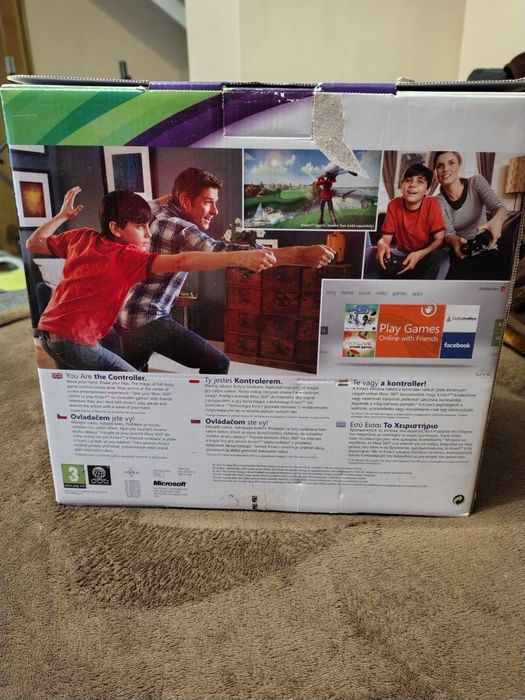 Xbox 360/Kinect/pad/przewody/2 gry/pudło oryginal.