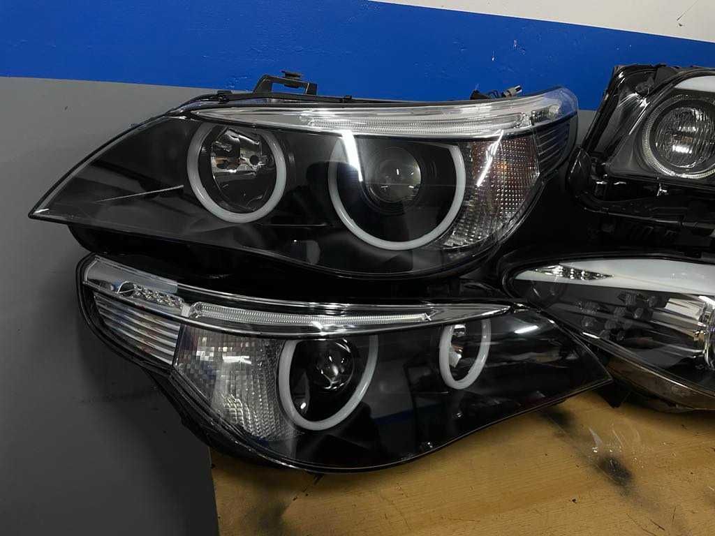 Reflektory lampy przód BMW E60 biled, cotton, ringi led, bi LED, GW.