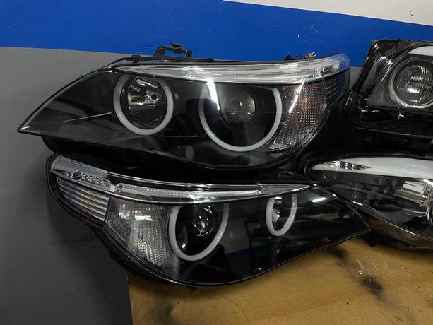 Reflektory lampy przód BMW E60 biled, cotton, ringi led, bi LED, GW.