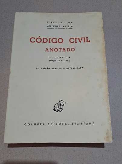 Código Civil Anotado de Antunes Varela e Pires de Lima Volume IV