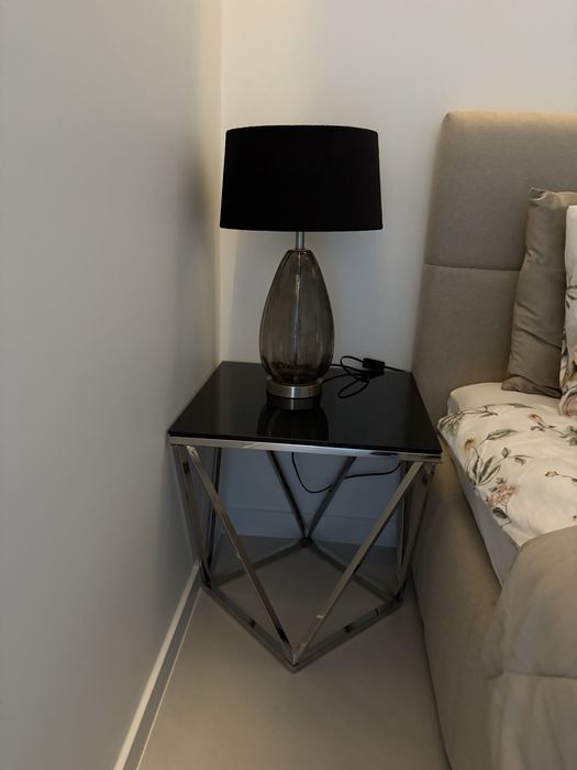 Stolik nocny , ława Silver 50x50 glamour