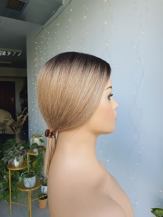 Tupet blond ombre włosy naturlane topper odrost 37 cm Monika